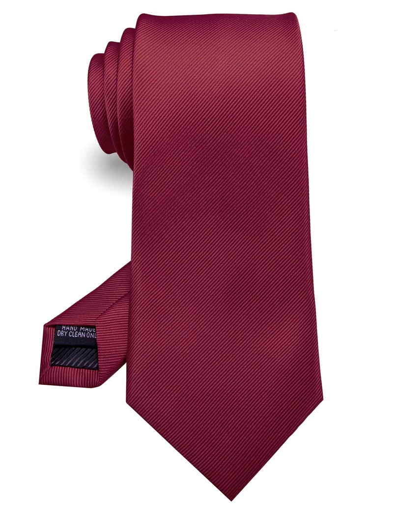 RBOCOTT Silk Burgundy Tie Business Wedding Formal Necktie for Men (Burgundy) - Image 1